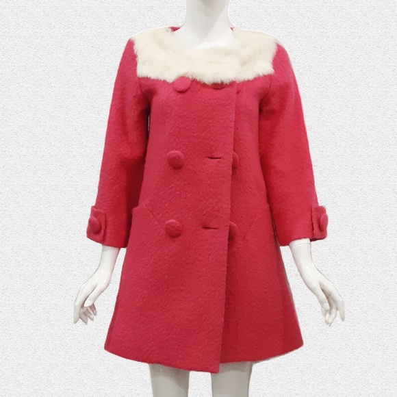 Mople Jackets & Blazers - WOOL PINK JACKET FUR COLLAR MOPLE. Korean Fashion